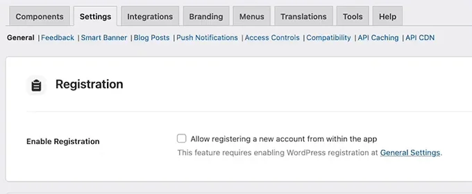 Enable user registration in MemberPress AppKit