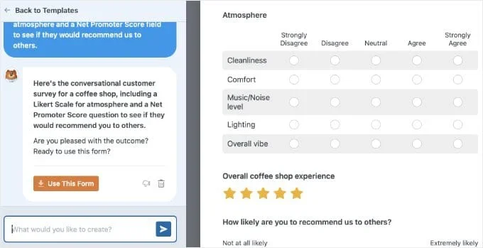 A Form Generated by AI in WPForms