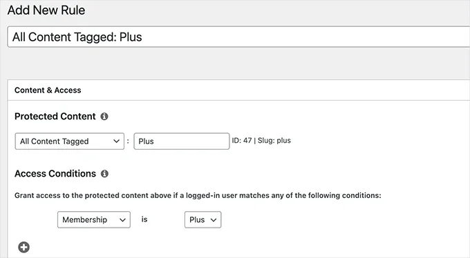 Setting up access rules