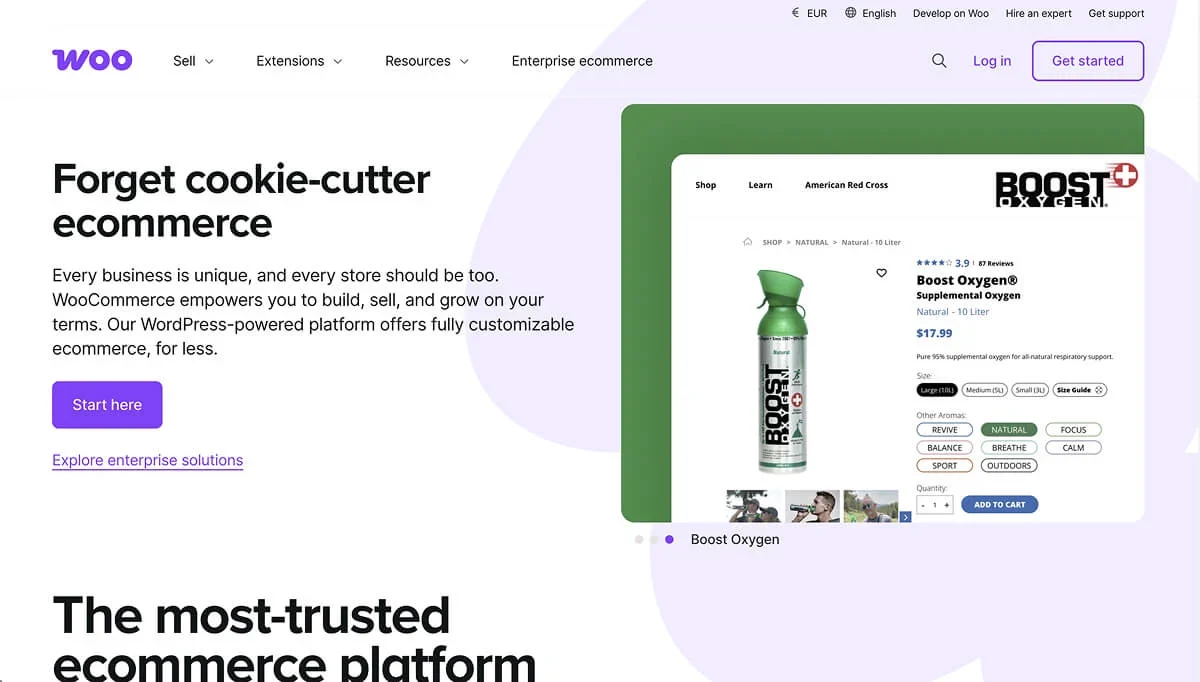 The WooCommerce website homepage.