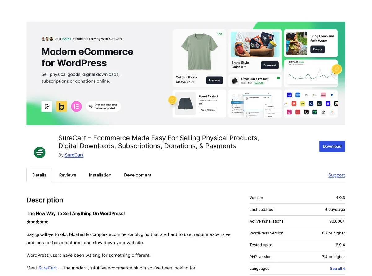 SureCart's plugin page on the WordPress plugin repository.