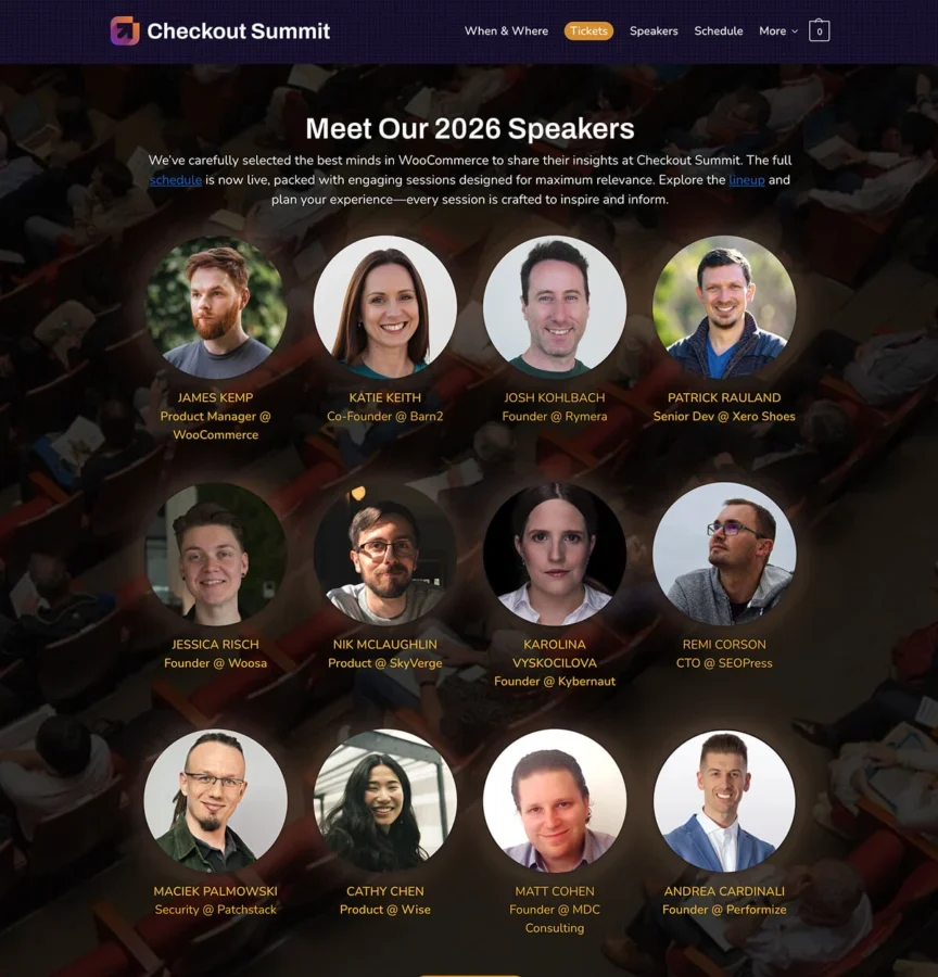 The Checkout Summit 2026 speaker list.