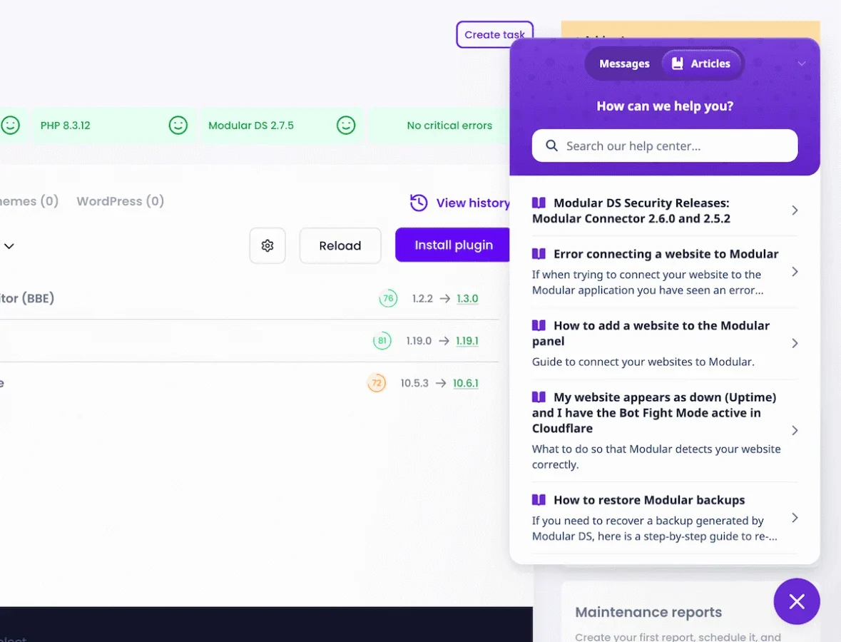 The Live Chat option on the Modular DS dashboard.