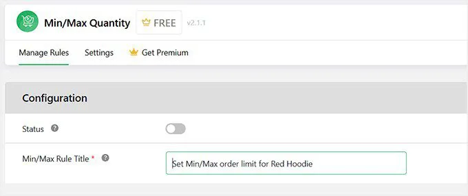 Add rule title in Minimum and Maximum Quantity for WooCommerce plugin