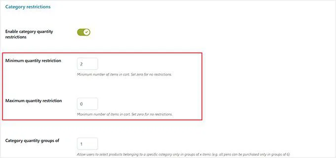Configure category restrictions in YITH