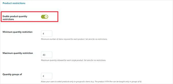 Configure global product restrictions in YITH