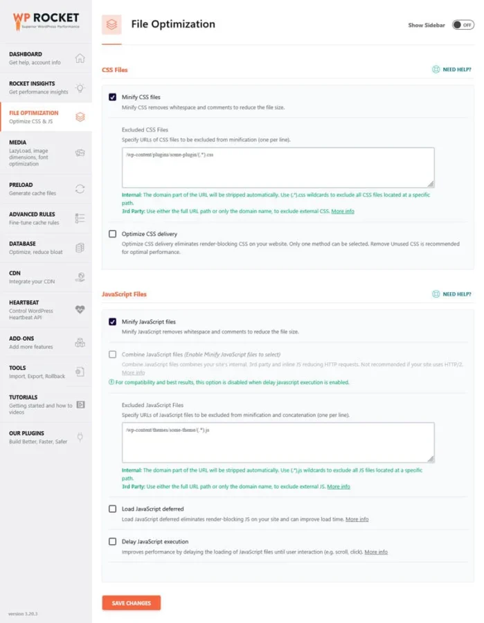 wp rocket wordpress plugin to improve core web vitals