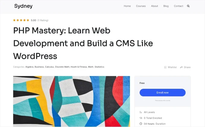 Customizable Course page in Sydney