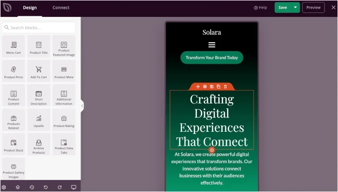 Solara by SeedProd's mobile preview