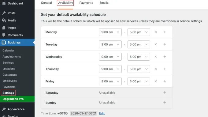 Setting Availability in Sugar Calendar Bookings