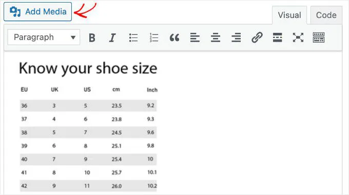 Adding an Image Size Chart Using WPC Product Size Chart for WooCommerce
