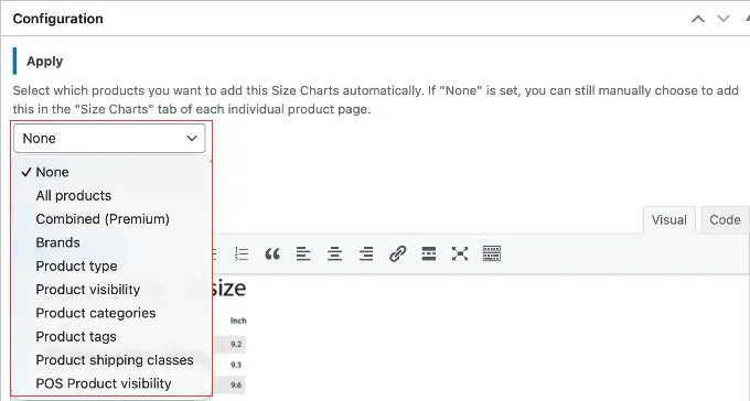 Applying a Size Chart to a Product Category Automatically Using WPC Product Size Chart for WooCommerce