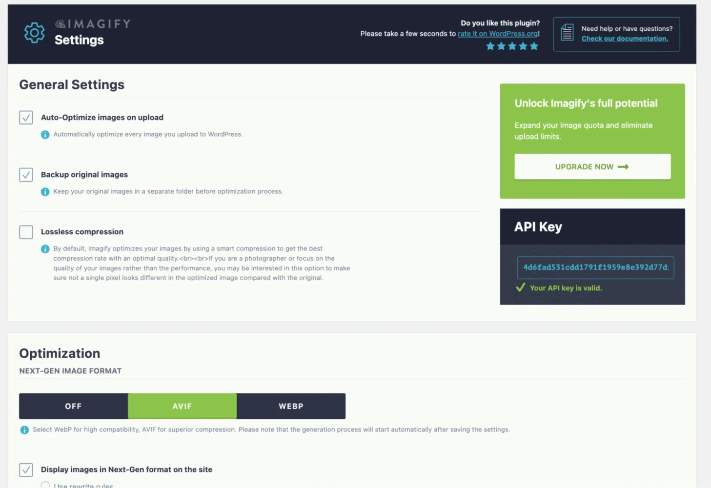 Easy interface to bulk optimize images – Source: Imagify