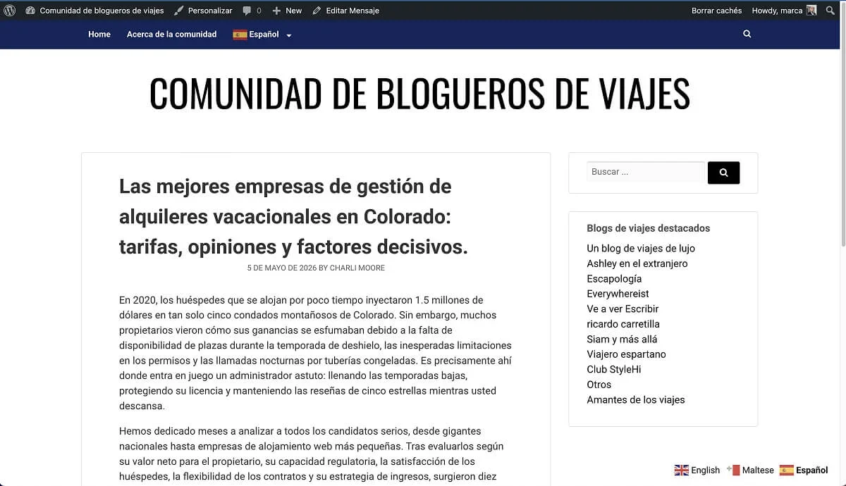 A blog post translated from English to Spanish by GTranslate.