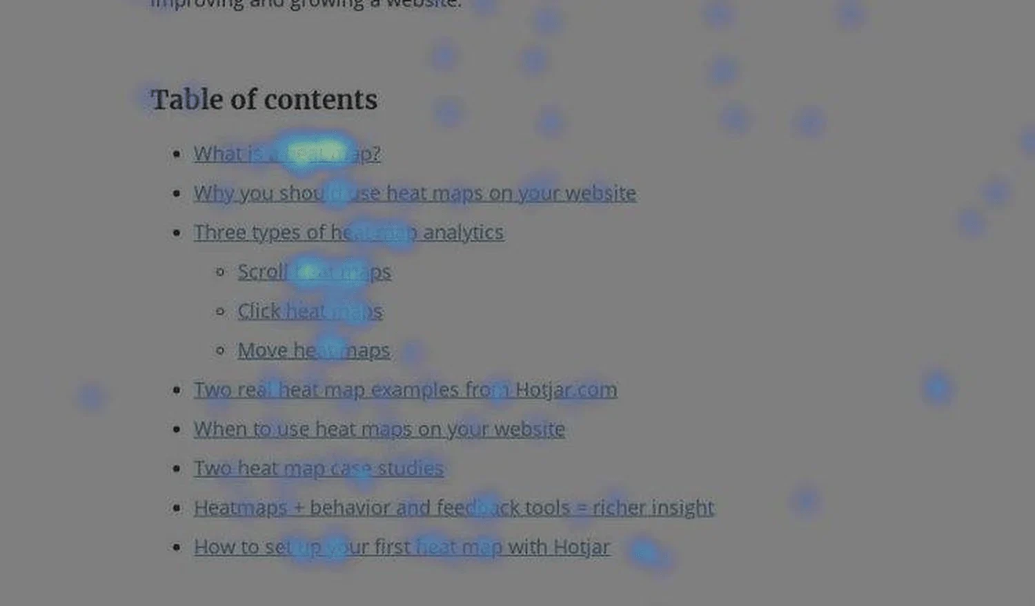 Most clicked links (data is in the dashboard) - Source: Hotjar