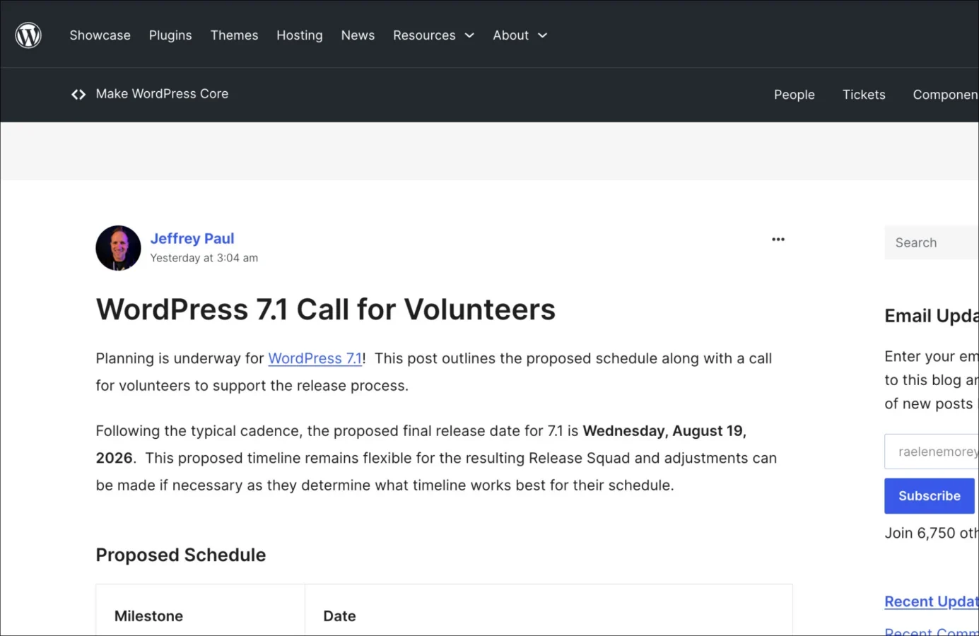 WordPress 7.1 Planning Kicks Off With August 19 Release Date During WordCamp US