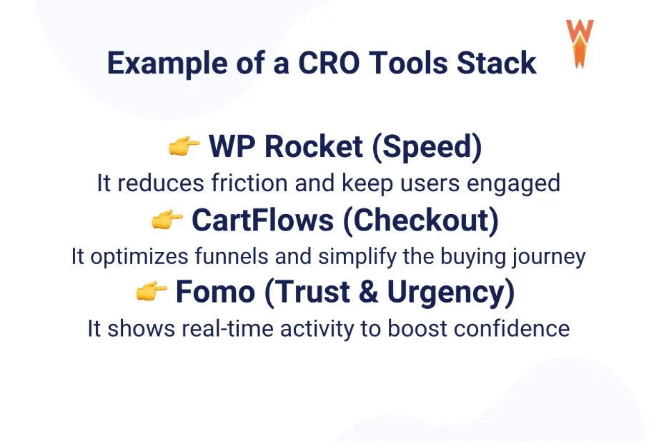 Example of a CRO tools stack - Source: WP Rocket