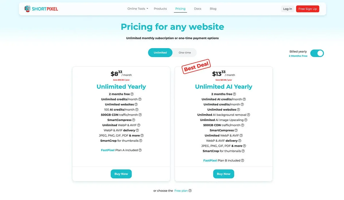 ShortPixel's premium pricing plans.