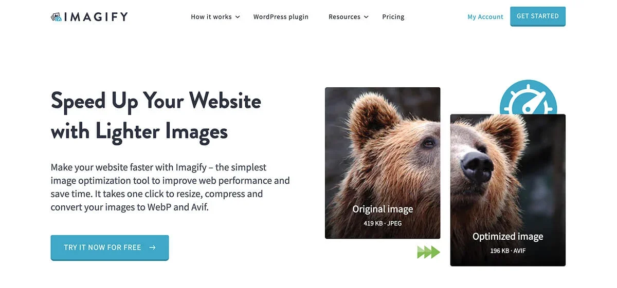 Imagify's website.