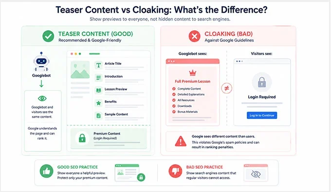 Teaser Content vs. Cloaking: Staying Within Google's Guidelines