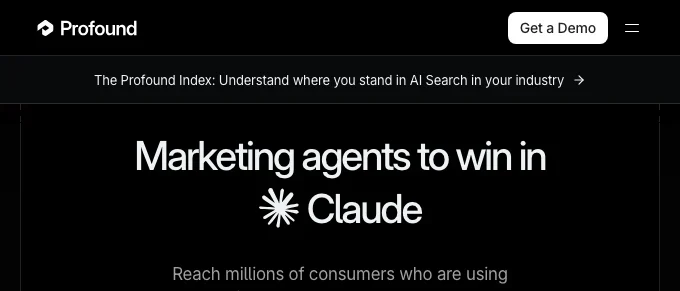 Profound website homepage