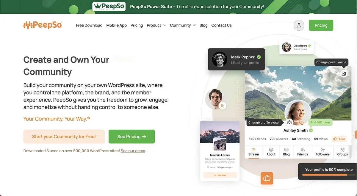 PeepSo's homepage.