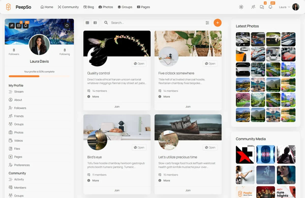 The Groups page in your community when using PeepSo.