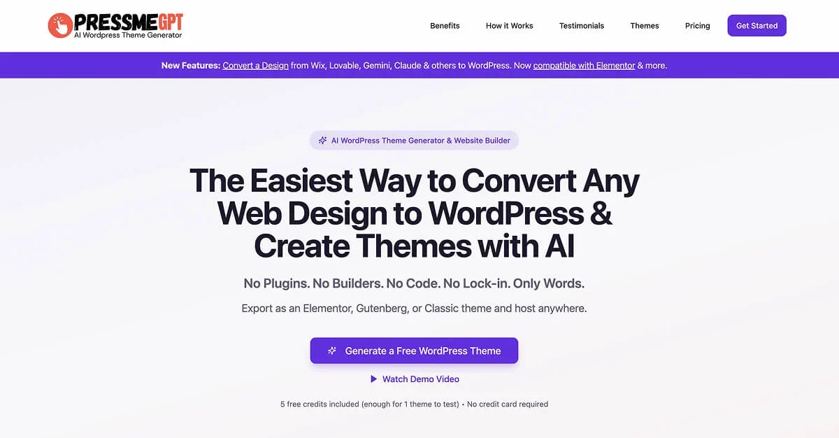 PressMeGPT's website homepage.