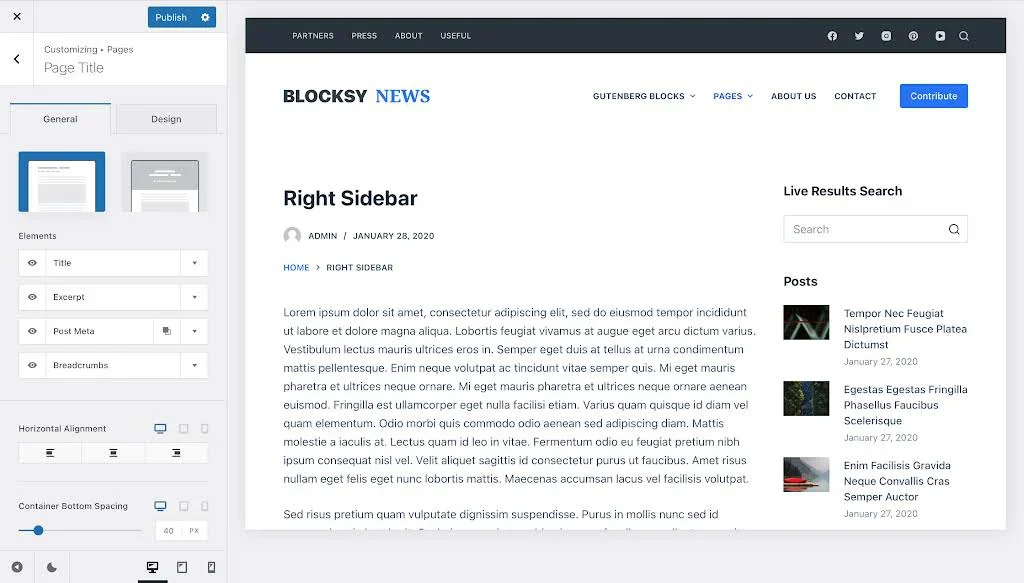Blocksy UI Customizer