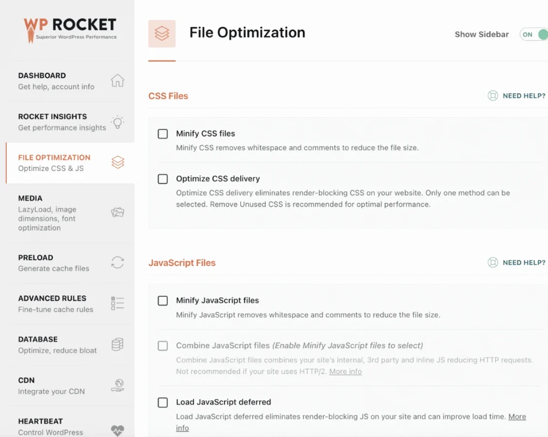 WP Rocket settings and speed monitoring - Source: WP Rocket