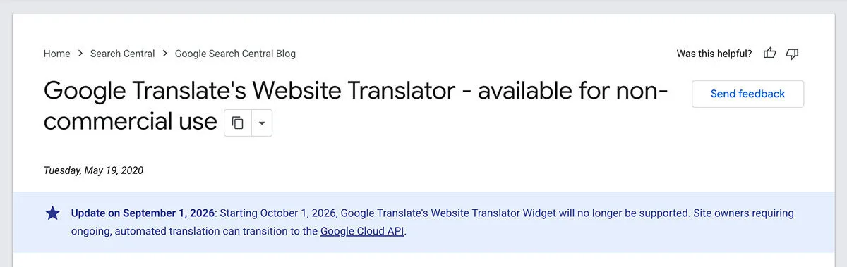 Google's Website Translator Widget Announcement