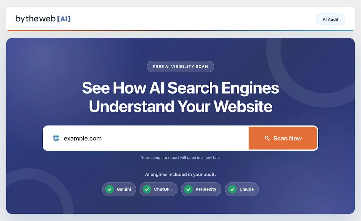 The BytheWeb AI audit dashboard.