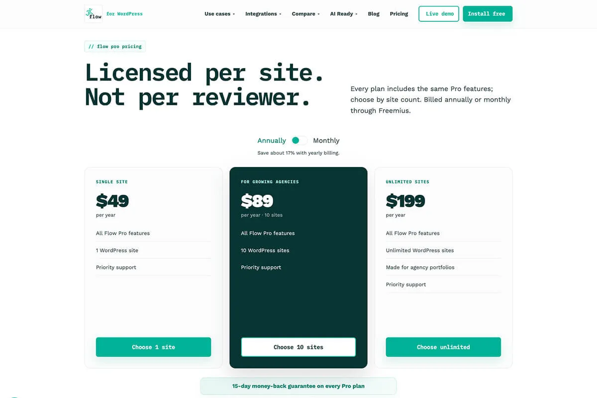 Jumplinks Flow's pricing plans.